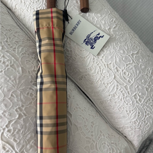 Burberry Beige and Red Check Umbrella - Picture 3 of 6